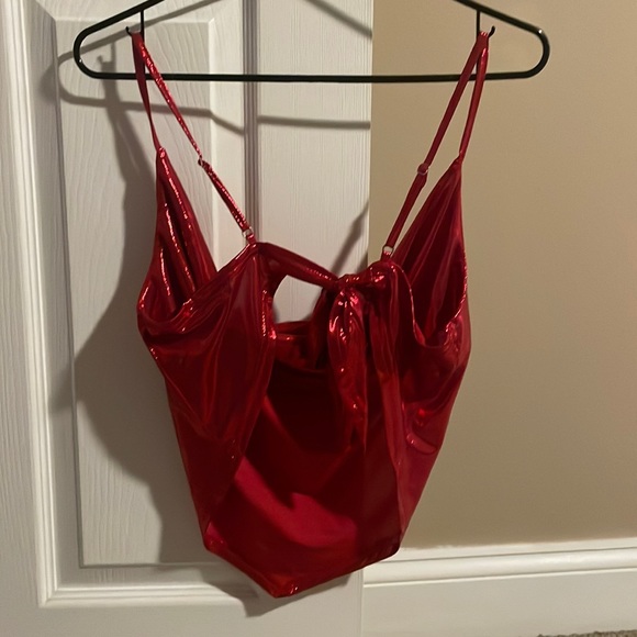 Fashion Nova, chrome red Tank top, never worn, new, size small, adjustable - Picture 3 of 9